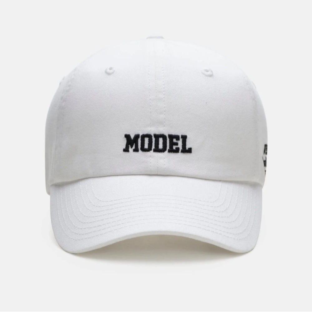 🤍 SMFK • Model White Baseball Hat w navy embroidery - Picture 5 of 14
